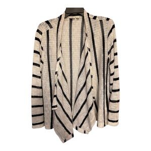Cato White and Black Stripe Open Front Waterfall Cardigan Plus Size 26/28w